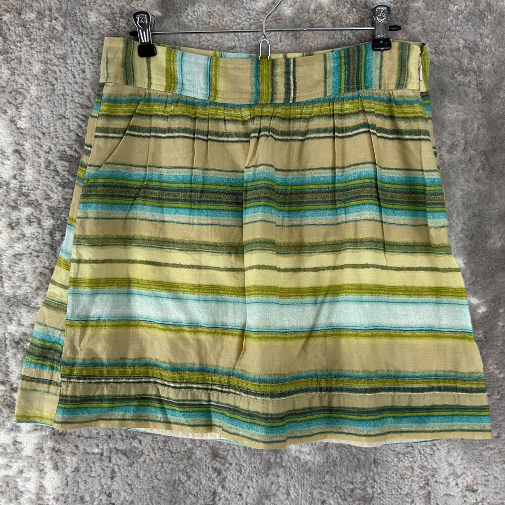 Ann Taylor LOFT Size 0 Striped Mini A Line Skirt Colorful Zip Casual